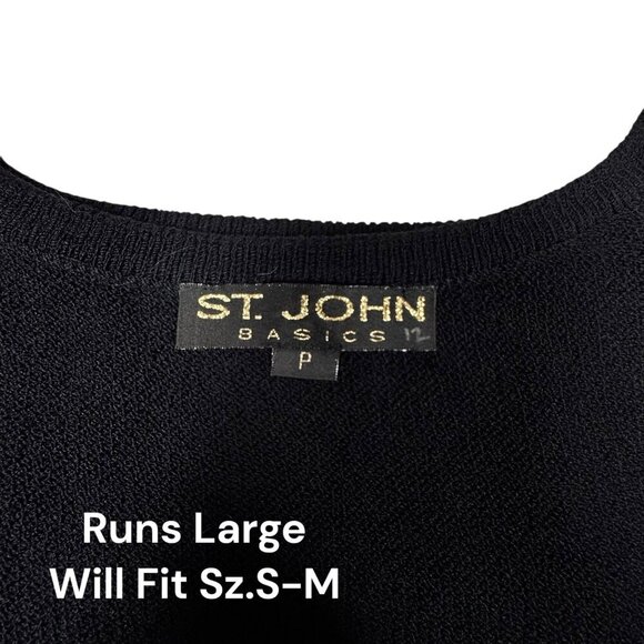St John Basic Tank Top Sz.S Black Santana Knit Cropped Staple Capsule Wardrobe - Picture 4 of 9